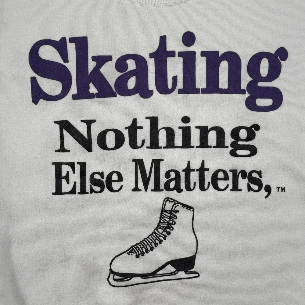 Vintage 90's/Y2K Ice SKATING Nothing Else‎ Matters Sweatshirt Small White Sports